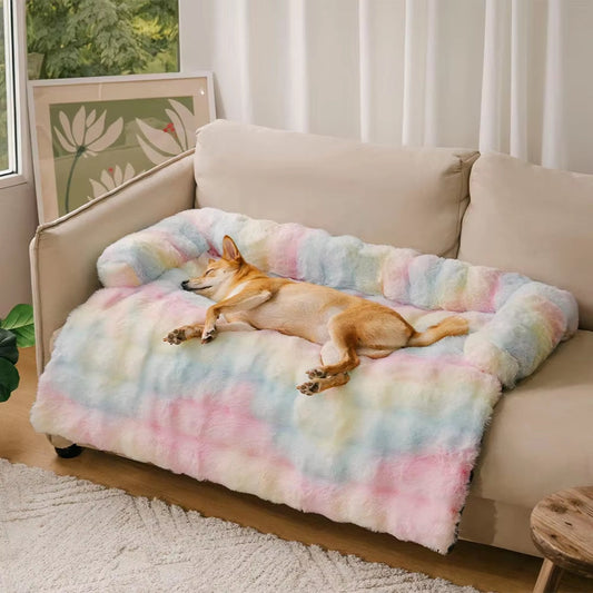 Plush Dog Bed Soft Plush Dog Pad, Sofa Couch Pet Furniture Protector Cover, Washable, Blanket Cushion Dog Kennel